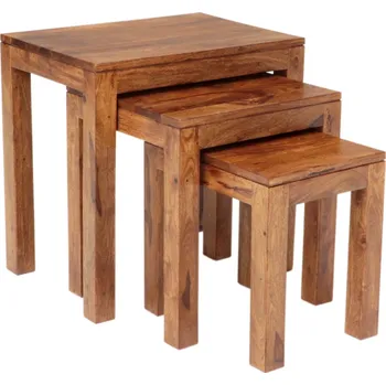 Knihovna AV interiery Sada stolků 3ks GANI OST, indický nábytek z masívu palisandru Odstín palisandru: only stain