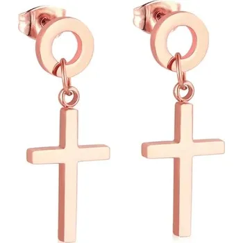 Náušnice Unisex náušnice s křížem z chirurgické oceli - 262R
