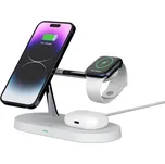 Stojánek / Qi nabíječka TECH-PROTECT 3v1 pro Apple iPhone / Watch / AirPods - podpora MagSafe - bílý