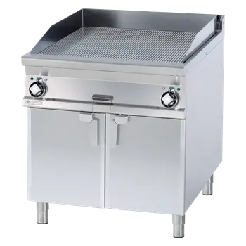 RMgastro RM - FTR-98ET Grilovací deska 76x68 elektrická rýhovaná s podestavbou 400 V + záruka 3 roky