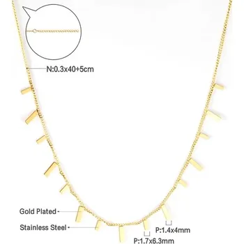 Náhrdelník Dámský náhrdelník s přívěskem - obdélník zlatý