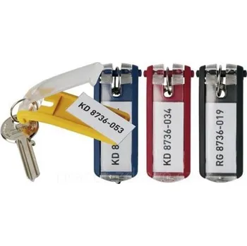 KEY CLIP - přívěšek na klíče Durable - 6 ks Barva: Modrá černý, žlutý, modrý a červený