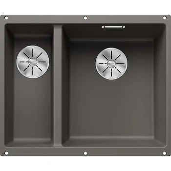 Granitový dřez Blanco Subline 340/160-U, silgranitový dřez pod pracovní desku 555x460x190 mm, dřez vpravo, 1,5-komorový, šedá vulkán, BLA-527346