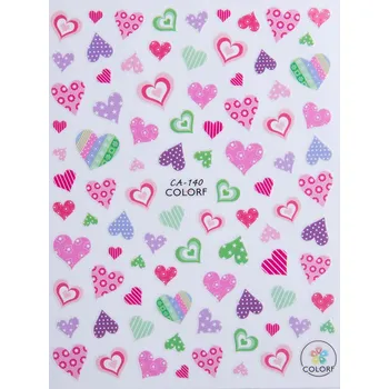 Nailee Samolepky barevné srdíčka Colorf CA-140