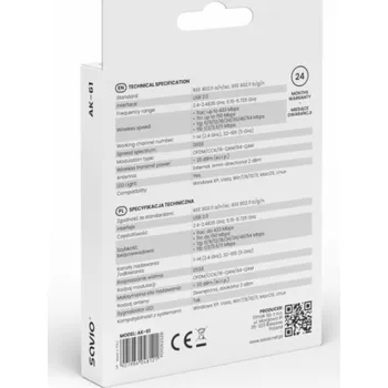 Síťová karta Síťová karta Wi-Fi USB adaptér, 2,4 GHz / 5 GHz, 433 Mbps, AK-61