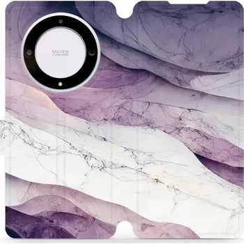 Pouzdro na mobilní telefon Flipové pouzdro Mobiwear - Honor Magic5 Lite 5G - VP31S Bílý a fialový mramor (Knížkové flip pouzdro, obal, kryt na mobil Honor Magic5 Lite 5G - VP31S Bílý a fialový mramor, materiál Umělá kůže + TPU - ochrana 360°, stojánek, silikonová vanička, magnetick