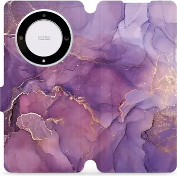 Pouzdro na mobilní telefon Flipové pouzdro Mobiwear - Honor Magic5 Lite 5G - VP20S Fialový mramor (Knížkové flip pouzdro, obal, kryt na mobil Honor Magic5 Lite 5G - VP20S Fialový mramor, materiál Umělá kůže + TPU - ochrana 360°, stojánek, silikonová vanička, magnetické zavírání)