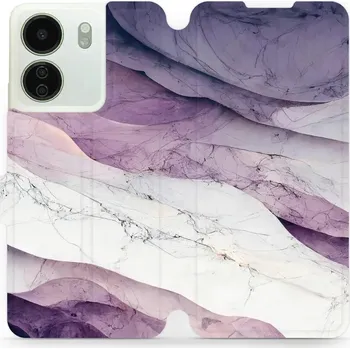 Pouzdro na mobilní telefon Flipové pouzdro Mobiwear - Xiaomi Redmi 13C - VP31S Bílý a fialový mramor (Knížkové flip pouzdro, obal, kryt na mobil Xiaomi Redmi 13C - VP31S Bílý a fialový mramor, materiál Umělá kůže + TPU - ochrana 360°, stojánek, silikonová vanička, magnetické zavírá