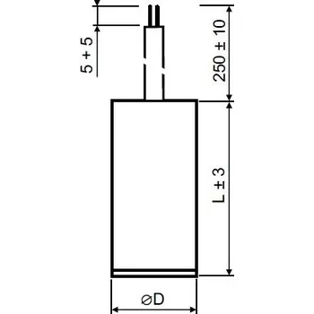 elektrický kabel Motorový kondenzátor 1,5uF 25x60mm kabel 250mm bez uchycení MPB0015060