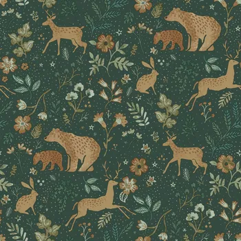 Tapeta Zelená dětská vliesová tapeta se zvířátky, 139587, To the Moon and Back, Esta Home