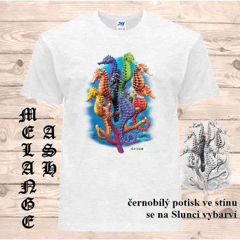 Pánské tričko panske-bavlnene_tricko_uv_potisk_morsky_konik Barva: Ash melange - popelová směs, velikost: 5XL