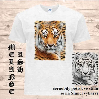 panske-bavlnene_tricko_uv_potisk_hlava_tygr Barva: Ash melange - popelová směs, velikost: 5XL