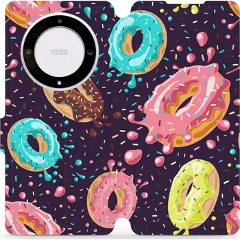 Pouzdro na mobilní telefon Flipové pouzdro Mobiwear - Honor Magic5 Lite 5G - VP19S Donutky (Knížkové flip pouzdro, obal, kryt na mobil Honor Magic5 Lite 5G - VP19S Donutky, materiál Umělá kůže + TPU - ochrana 360°, stojánek, silikonová vanička, magnetické zavírání)