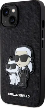 Pouzdro na mobilní telefon Karl Lagerfeld Saffiano Karl and Choupette NFT Case pro Apple iPhone 13 černý