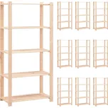 vidaXL Regály 5 polic 10 ks 80 x 38 x 170 cm masivní borovice 250 kg [3051116]