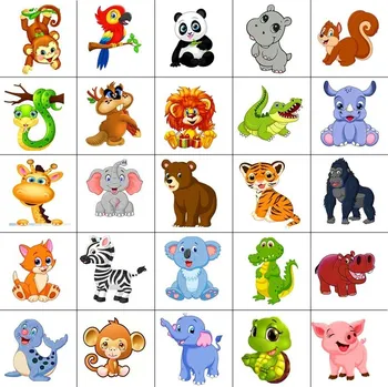 Jedlá dekorace na dort Jedlý tisk na fondánový list 25 kostiček 4x4 cm na celoroční kalendáře - bonboniéry "Zvířátka"