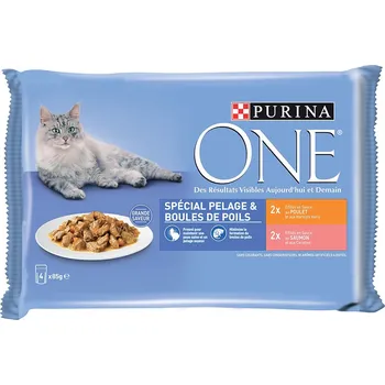 8x85g Purina ONE výhodné balení - Coat & Hairball kuřecí a losos