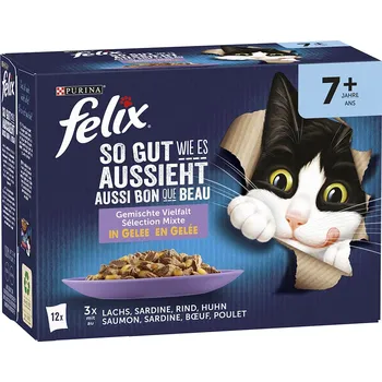 4x12 kapsiček-48x85g Felix "So gut wie es aussieht" Senior Pouches - hovězí, kuřecí, sardinky, losos