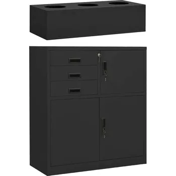 Policová skříň vidaXL Kancelářská skříň s květináčem 90x40x125 cm ocel [3095269] Barva: antracitová