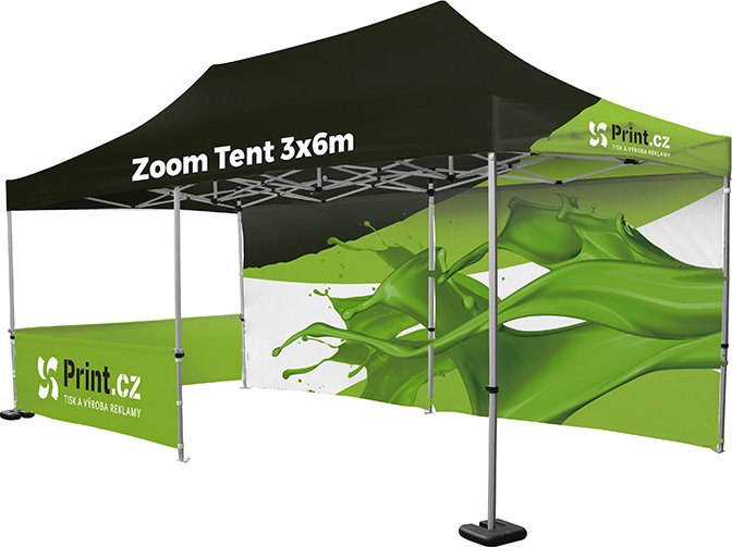 Nůžkový stan Zoom Tent, potisk zadní bočnice, oboustranný