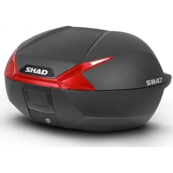 Zavazadlo na motocykl Vrchní kufr na motorku SHAD SH47 černá/červená (s plotnou)