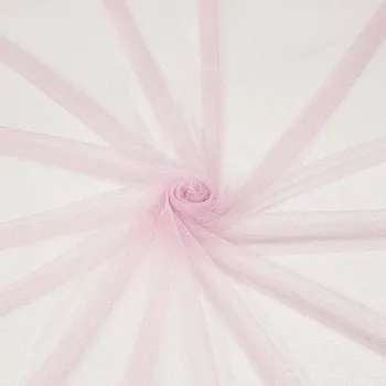 Tyl růžový, stříbrný třpyt, š.150