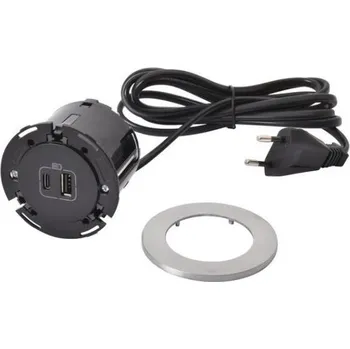 Elektrická zásuvka LEGRAND Nabíječka DISQ60 USB A+C černá zapuštěná 654732