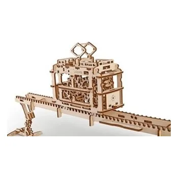 autíčko Dřevěný mechanický model Tramvaj na kolejích
