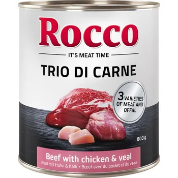 Krmivo pro psa 24x800g Rocco Classic Trio di Carne - hovězí, kuřecí a telecí