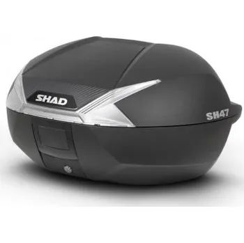 Zavazadlo na motocykl Vrchní kufr na motorku SHAD SH47 černá/bílá (s plotnou)