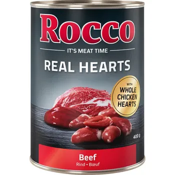 Krmivo pro psa 6x400g Rocco Real Hearts - hovězí s celými kuřecími srdci