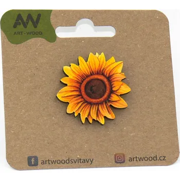 Brož art-wood.cz Dřevěná brož - slunečnice 2