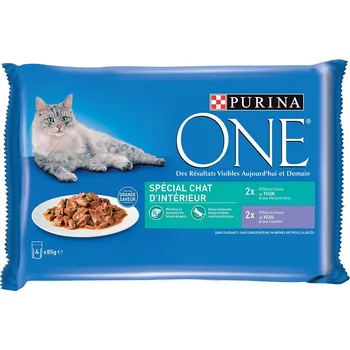 8x85g Purina ONE výhodné balení - Indoor tuňák a telecí