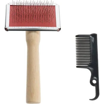 Kartáč pro zvířata Měkký kartáč s čisticím hřebenem - D 12 x Š 5,5 cm