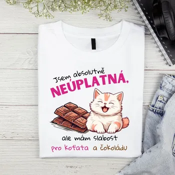 Dámské tričko - Jsem absolutně neúplatná, ale mám slabost pro koťata a čokoládu. V2 Velikost: XL