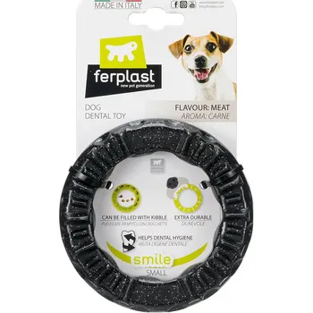 Hračka pro psa Ferplast pes Smile kruh černý - vel. S: Ø 12 x V 2,4 cm