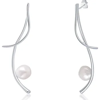 Náušnice JwL Luxury Pearls Dlouhé stříbrné náušnice s pravými barokními perlami a zirkony JL0681 + 2 měsíce na vrácení zboží