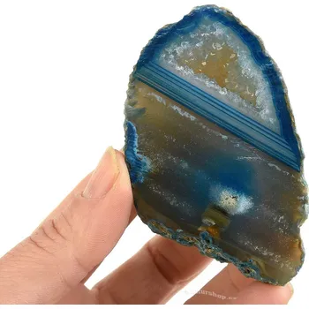 Přírodní kámen Geoda s dutinou z achátu barvená modrá 108g