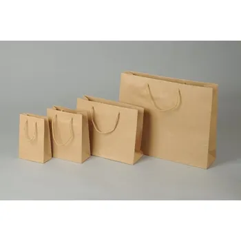 Dárková taška Papírová taška o rozměru 220 x 100 x 275 mm,hnědý sulfátový papír, bavlněné držadlo