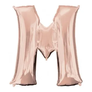Balónek Amscan / Riethmüller Fóliové písmeno M růžově zlaté, 83 cm