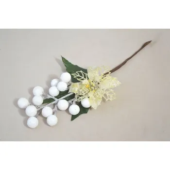 Vánoční dekorace Přízdoba bobule, ván. hvězda bílá 29 cm