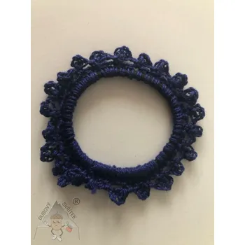 Dubový skřítek Háčkovaná gumička do vlasů Háčkovaná gumička tmavě modrá