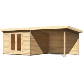 Zahradní domek dřevěný domek KARIBU RADEBURG 1 + přístavek 330 cm včetně zadní stěny (31472) natur