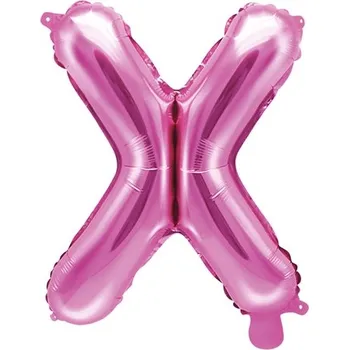 Balónek PartyDeco Fóliové písmeno X růžové, 35 cm