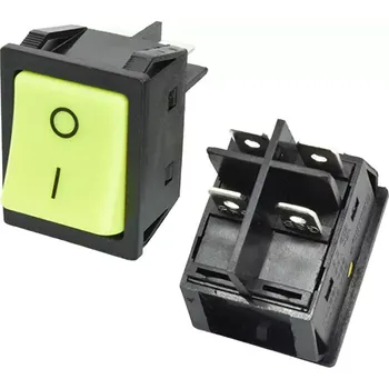 vypínač Kolébkový vypínač obdélníkový KCD4-201, světle zelená 250V/30A