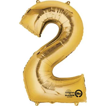 Balónek Amscan / Reithmüller Fóliové číslo 2 zlaté, 88 cm