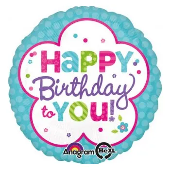Balónek Amscan / Reithmüller Balonek fóliový Happy Birthday To You barevný, 43 cm