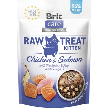 Pamlsek pro kočku Brit Raw Treat Cat Kitten, Chicken&Salmon 40g