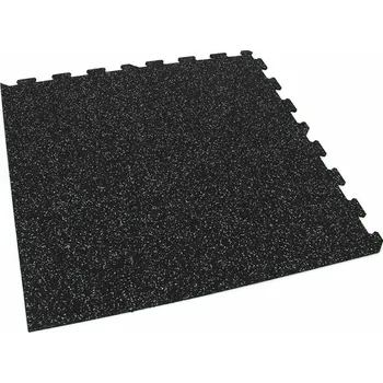 Rohožka Černo-bílá gumová podlahová deska (puzzle - roh) FLOMA FitFlo SF1050 - délka 95,6 cm, šířka 95,6 cm, výška 0,8 cm