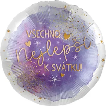 Balónek Premioloon Balonek fóliový Všechno nejlepší k svátku, 43 cm